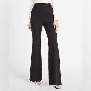 NWT EXPRESS Super High Waisted Supersoft Side Tab Flare Pant SZ 6R black